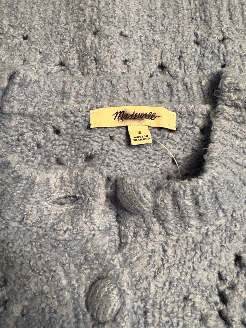 Madewell Pointelle-Stitch Cardigan Cotton Blend Hydrangea blue NY433 Size S NWT